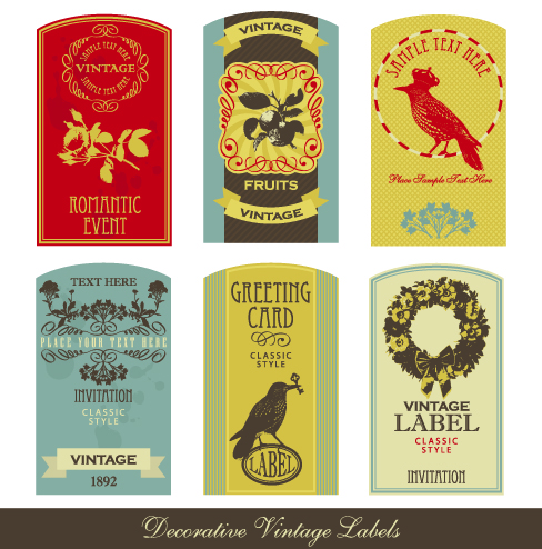 free vector Oldfashioned tag set vector